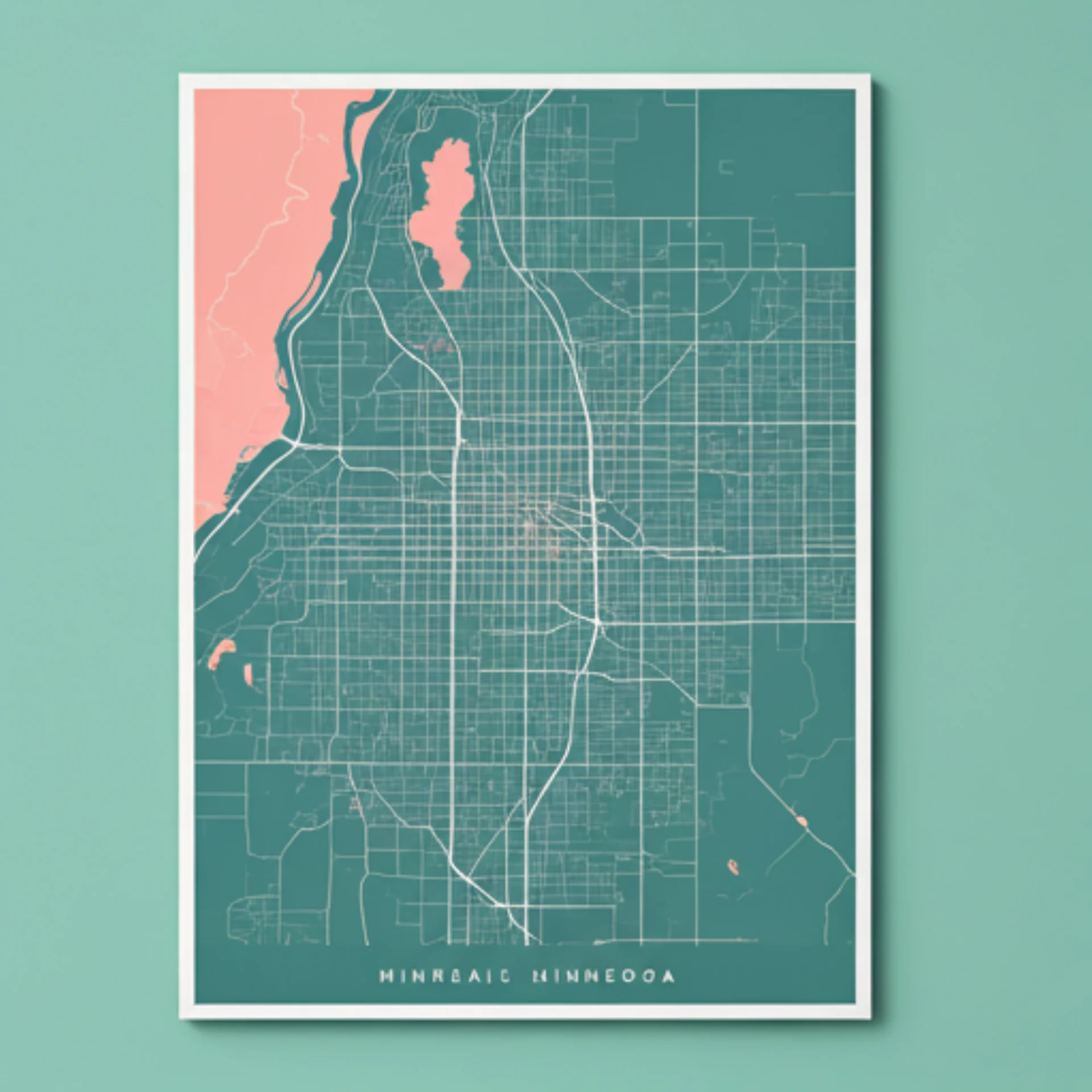 Stylized map of the Minneapolis, Minnesota area
